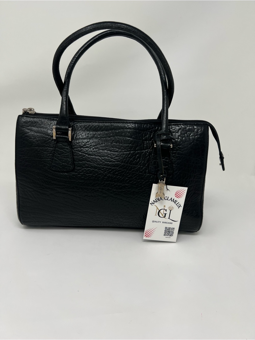 Goldpfeil W-Zip Black Leather Handbag - Picture 1 of 12